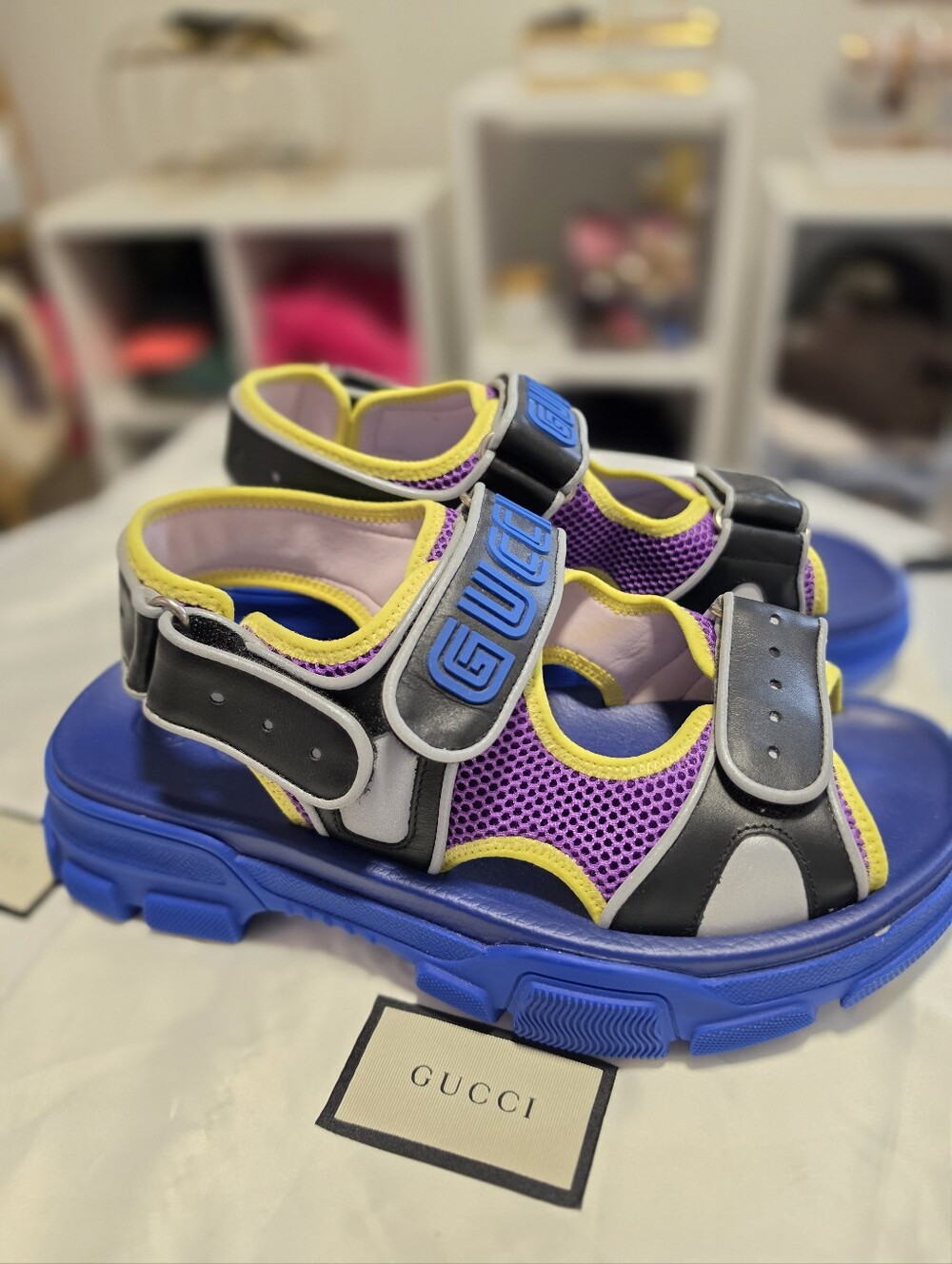 Gucci Rubber Colorblock Pattern Sandals - Picture 3 of 6